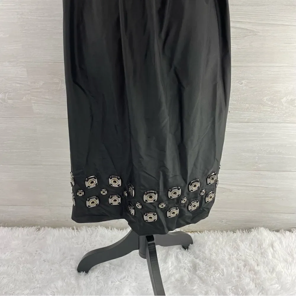 Thomas Wylde Metallic Snap High Rise Silk Midi Skirt Dress - Picture 2 of 6